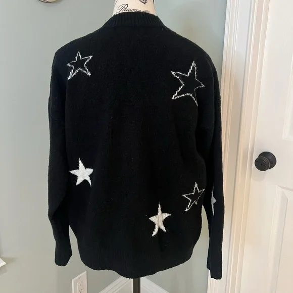 Aqua Wool Blend Black & White Stars Cardigan | Size XS | Great Condition - Picture 5 of 11
